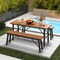 Set of 2 Rectangular Acacia Wood Folding Picnic Set for Outdoor Dining & BBQ